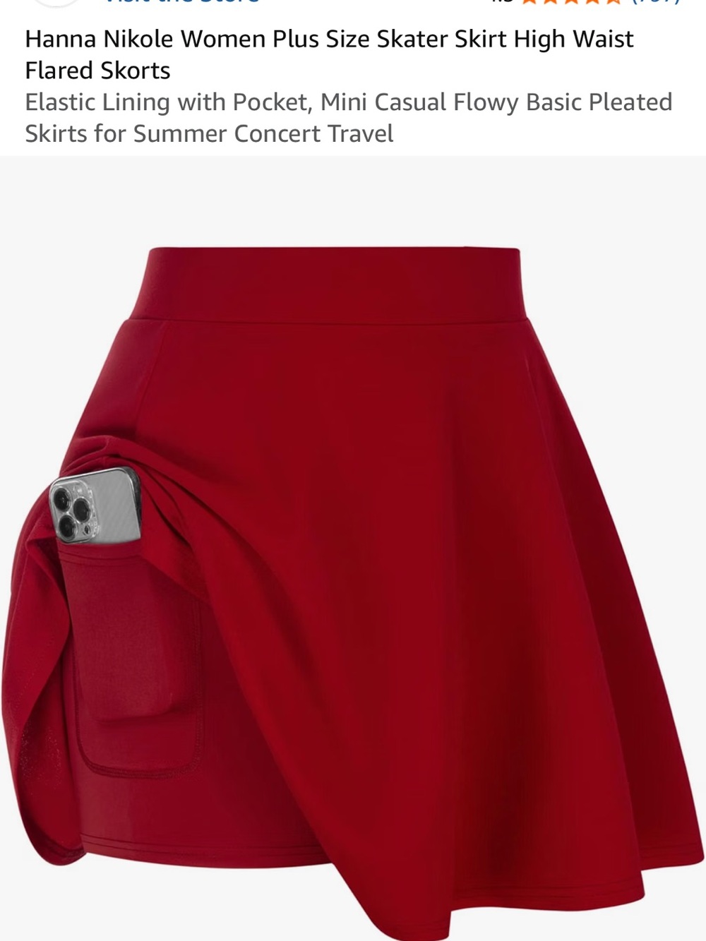 Plus-Size Red Skater Skirt with Side Pocket by Hanna Nikole